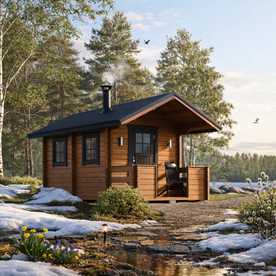 Hirsisauna Hehku pukuhuoneella