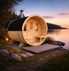 Tynnyrisauna Etuterassilla